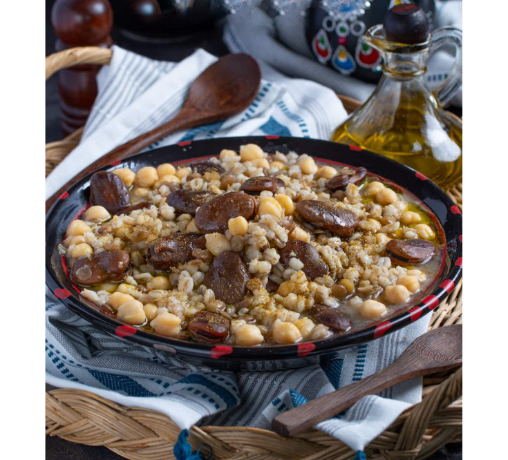 ourkimen-amazigh ritual soup with seven grains and dried meat for new year